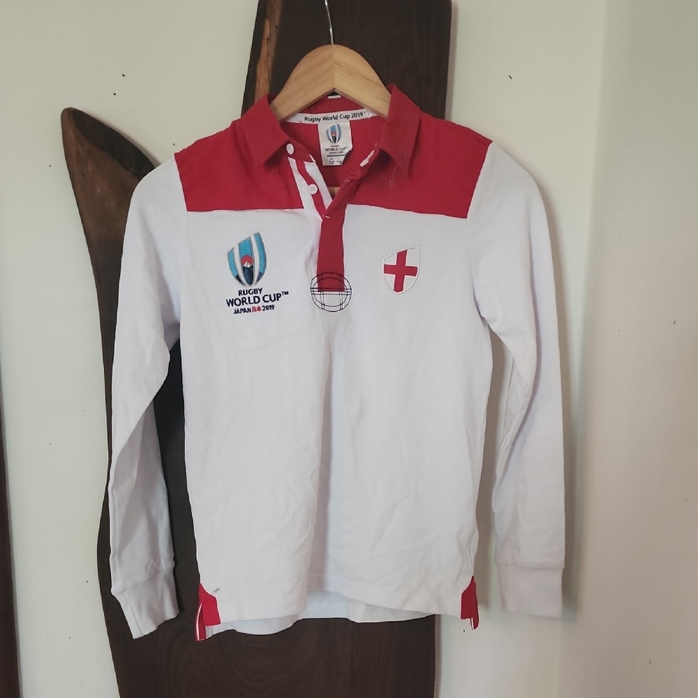 Rugby World Cup Kids Red and White Long Sleeve Jersey